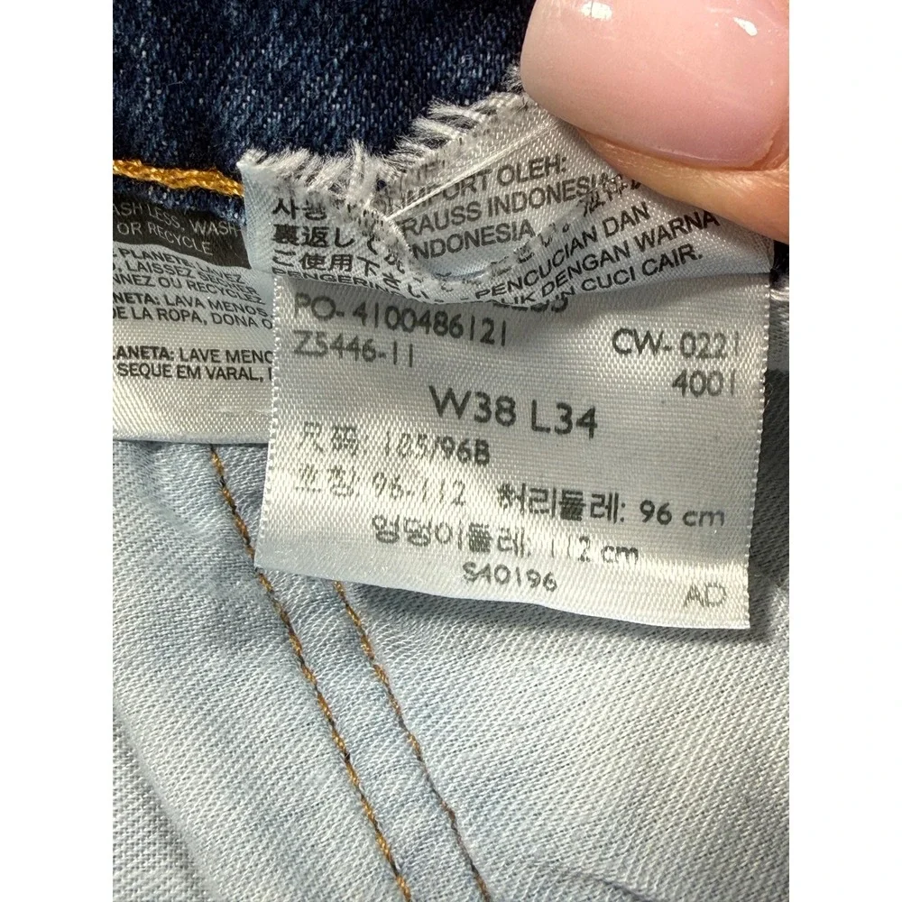 Levis 505 Regular Jeans Men Fits 38x27 Dk Wash Blue Straight Leg Denim Workwear